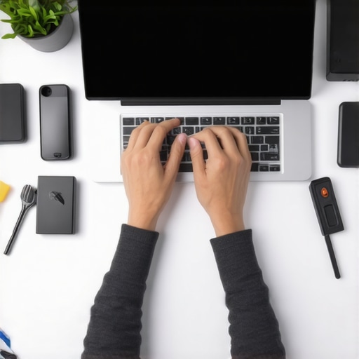 A person upgrading a budget laptop with tools and peripherals in a home workspace