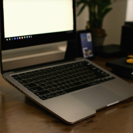 Close-up of a sleek budget laptop on a desk with accessories.