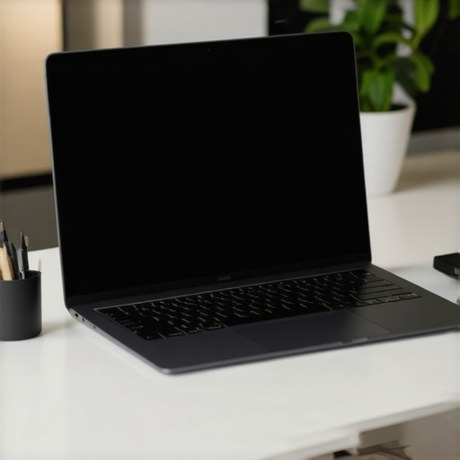 Close-up of a sleek budget laptop on a desk with accessories, bright workspace