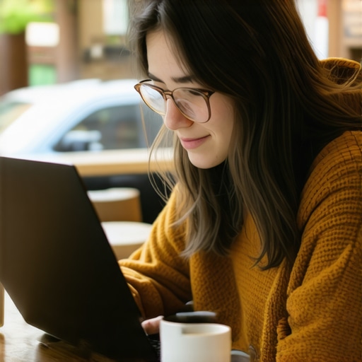 Student working on a budget-friendly laptop in a coffee shop