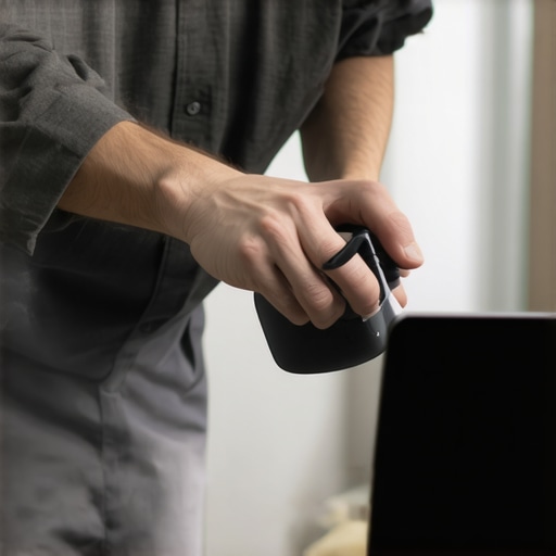 Person cleaning a laptop's vents with compressed air to prevent overheating.