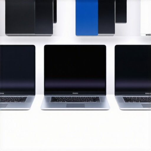 Person comparing different budget laptops in a store