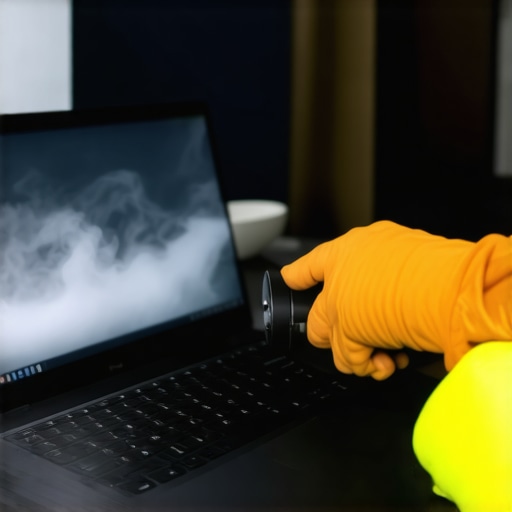 Individual cleaning their budget laptop's vents with compressed air to prevent overheating