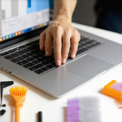 Person cleaning and updating a budget laptop to ensure long-term performance.