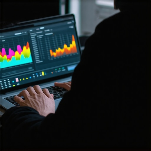 Person monitoring laptop performance with system tools