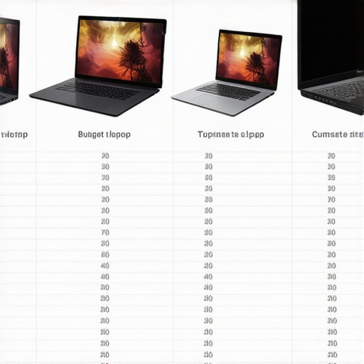 Visual comparison of affordable laptops with specs and price tags.
