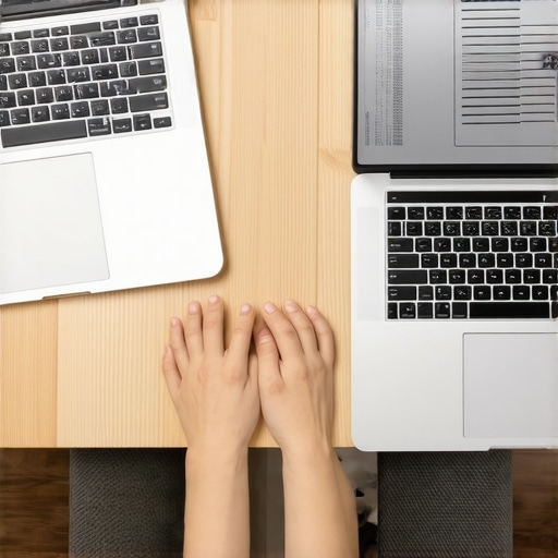 Person evaluating two affordable laptops with reviews on screen