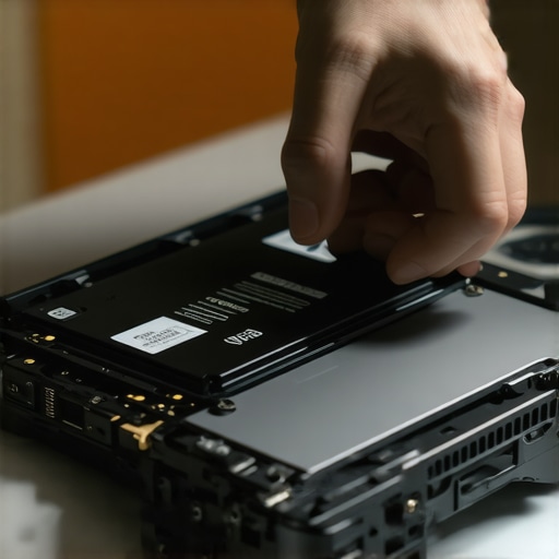 Person examining a laptop's bottom panel for removable battery