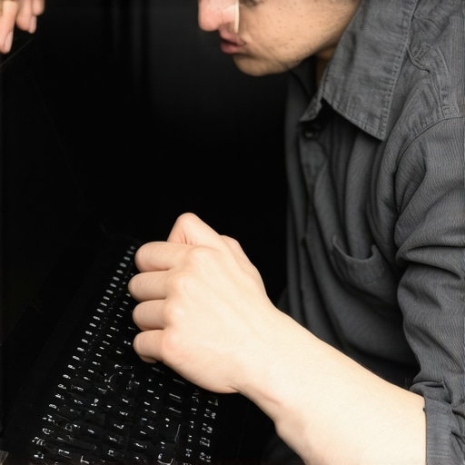 Person cleaning laptop's vents with compressed air
