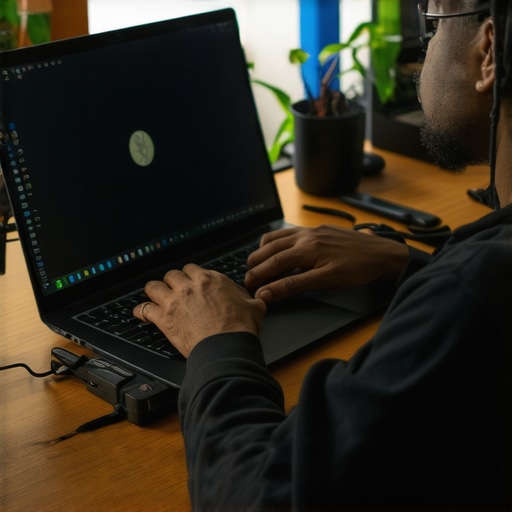 Individual maintaining an entry-level laptop in a home office environment