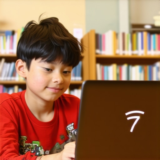 A student working on a portable laptop supporting WiFi 7 in a study area.